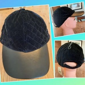 New quilted velvet black baseball cap hat